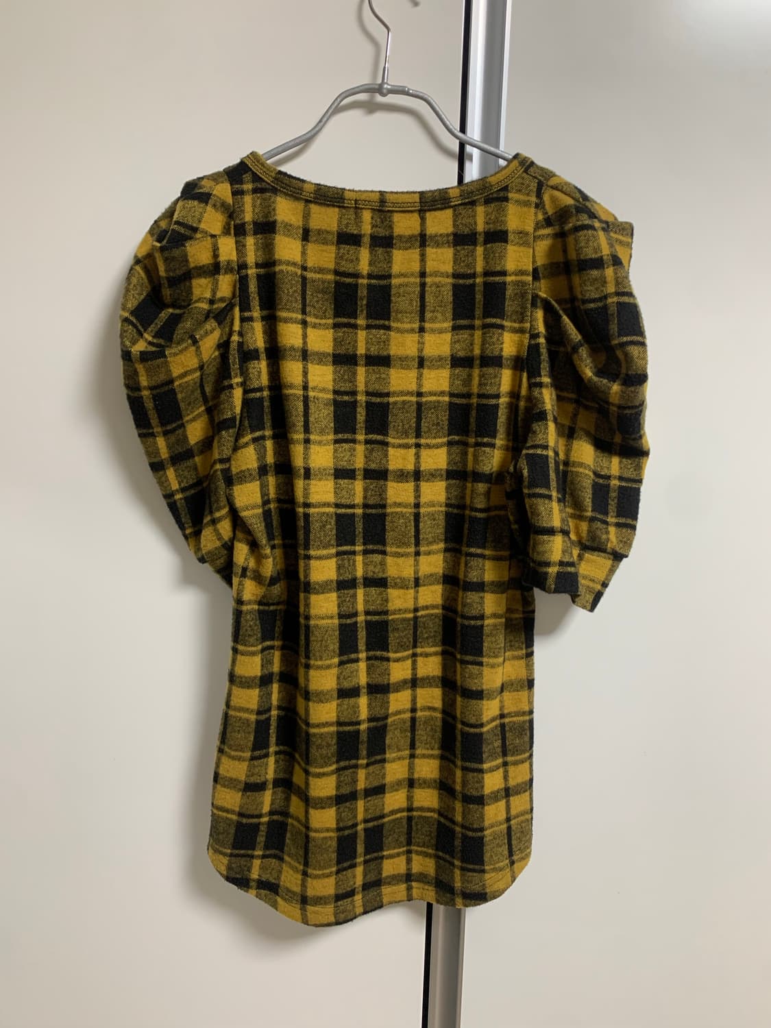 체크 퍼프소매 반팔 티셔츠 상품이미지2