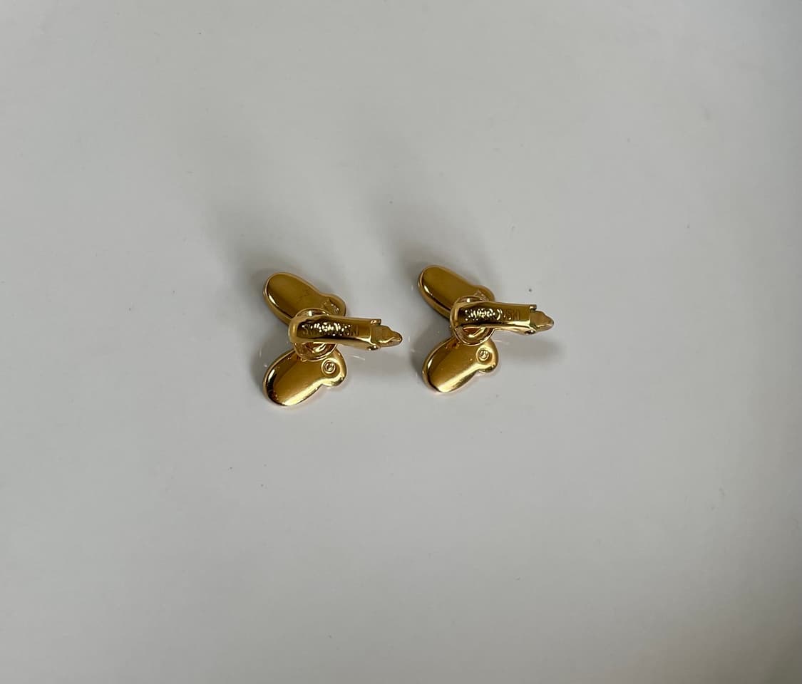 스와로브스키 정품 버터플라이 크리스탈 옐로골드컬러 귀걸이 클립형 상품이미지3