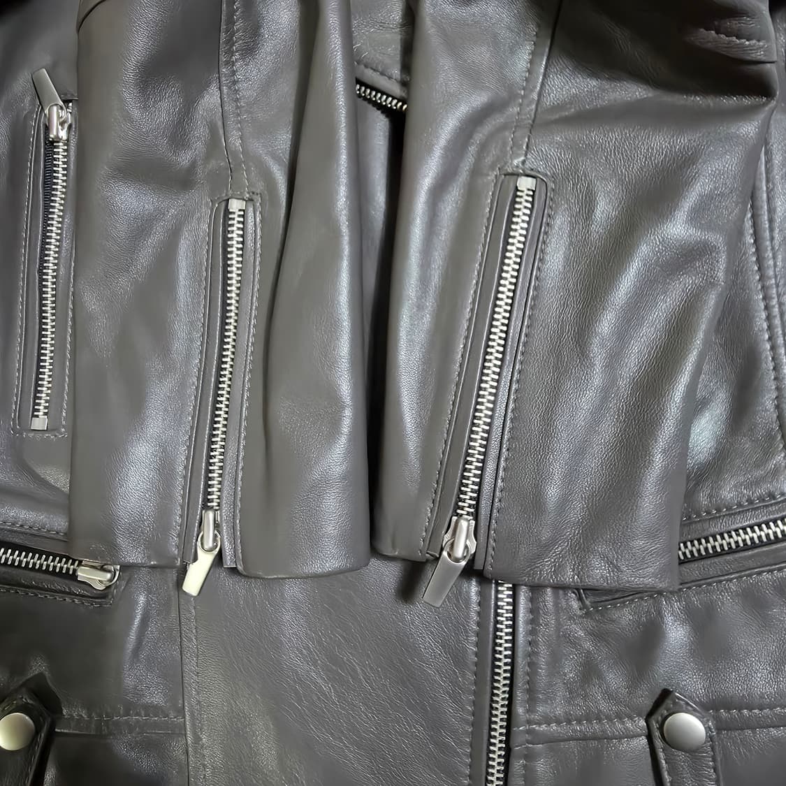 (55)여성 올리브데올리브 양가죽 라이더 자켓 그레이 상품이미지4