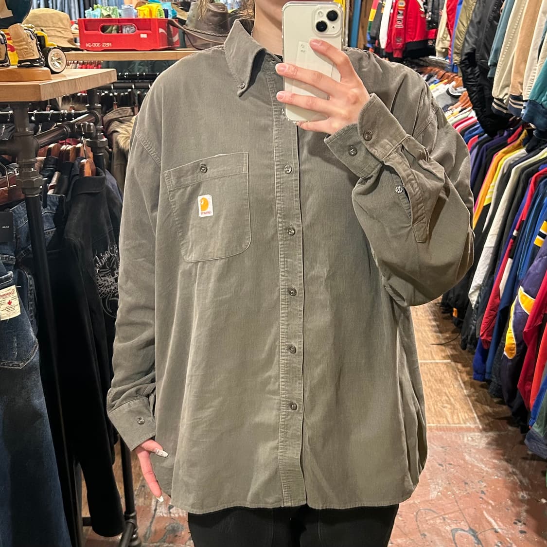 [HI] 칼하트 코듀로이 긴팔셔츠 카키 상품이미지1