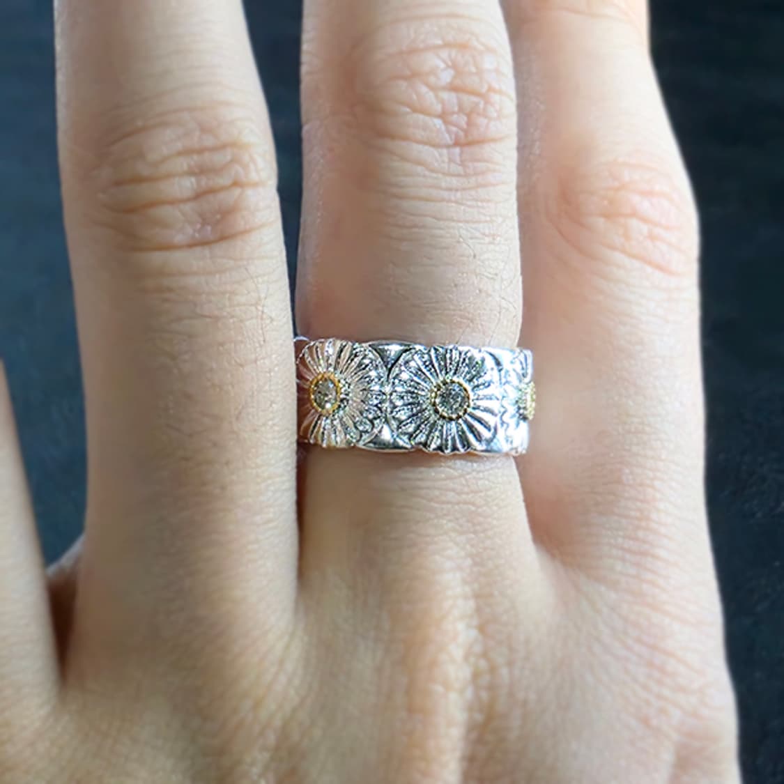 gd 꽃 데이지 실버 남자 엔틱 빈티지 명품 플라워 지디 반지 상품이미지6