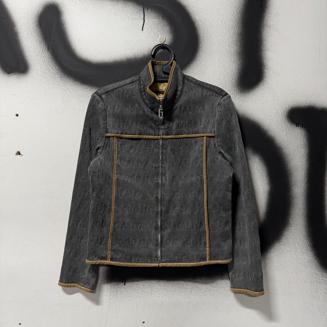 VTG 빈티지 스웨이드 배색 디테일 크롭 데님 크롭 집업 자켓 상품이미지1