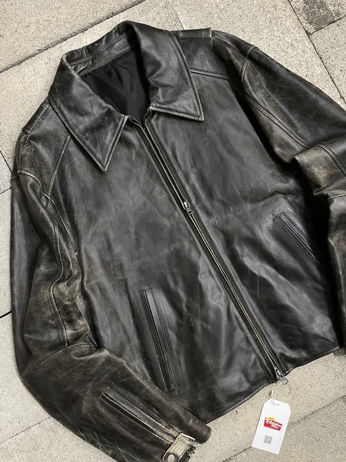 쿠어 내추럴 필링 풀업 가죽 자켓  상품이미지5