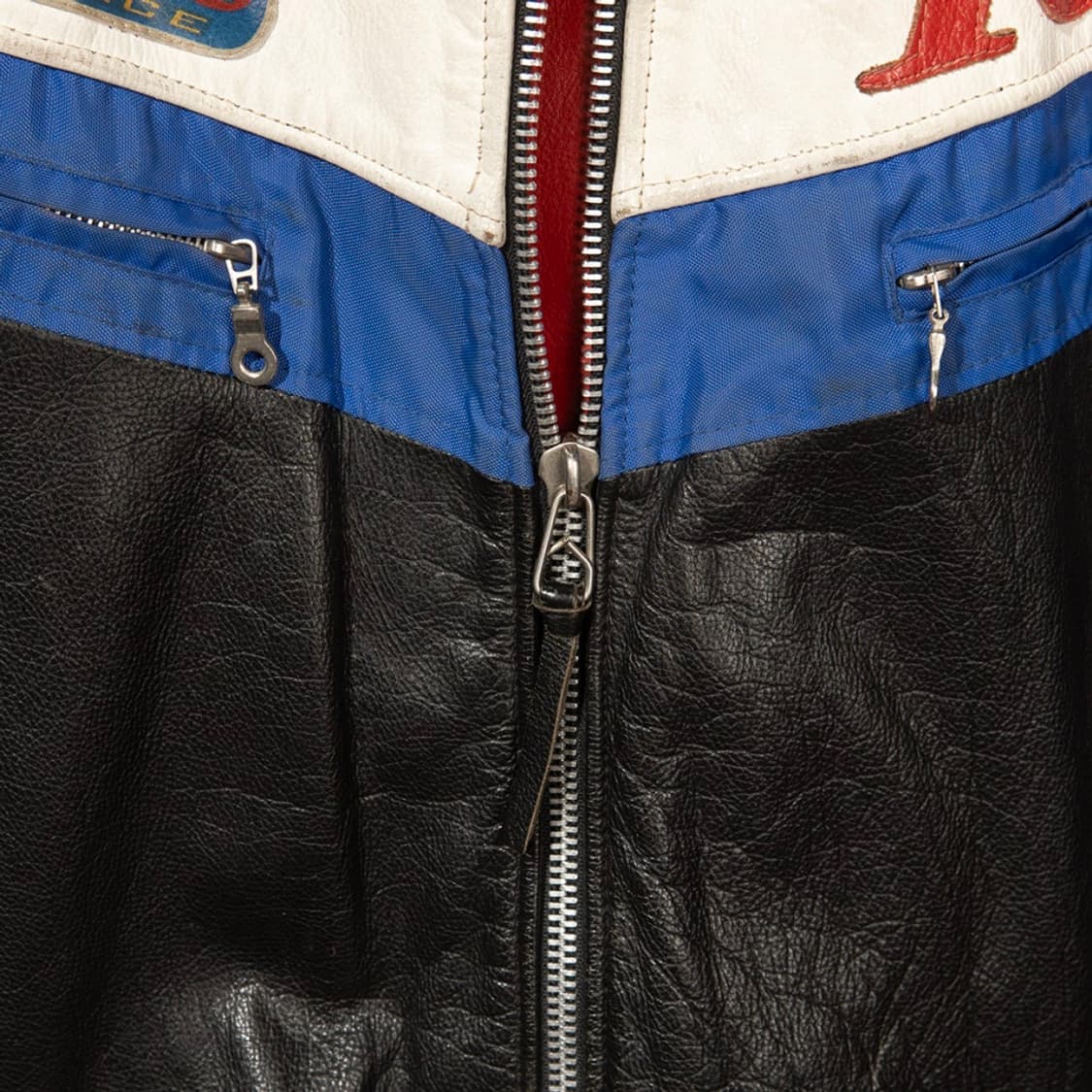 [3XL] 80s~ 아비렉스 컬러블럭 레더 레이싱 자켓  상품이미지4