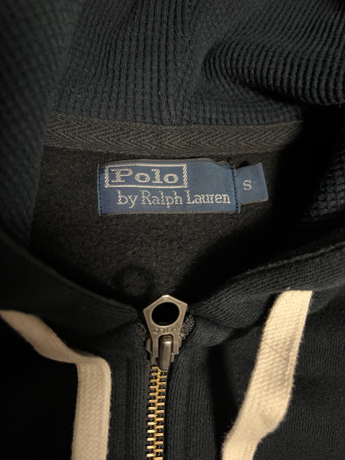 정품)폴로 와플 후드집업 블랙  상품이미지3