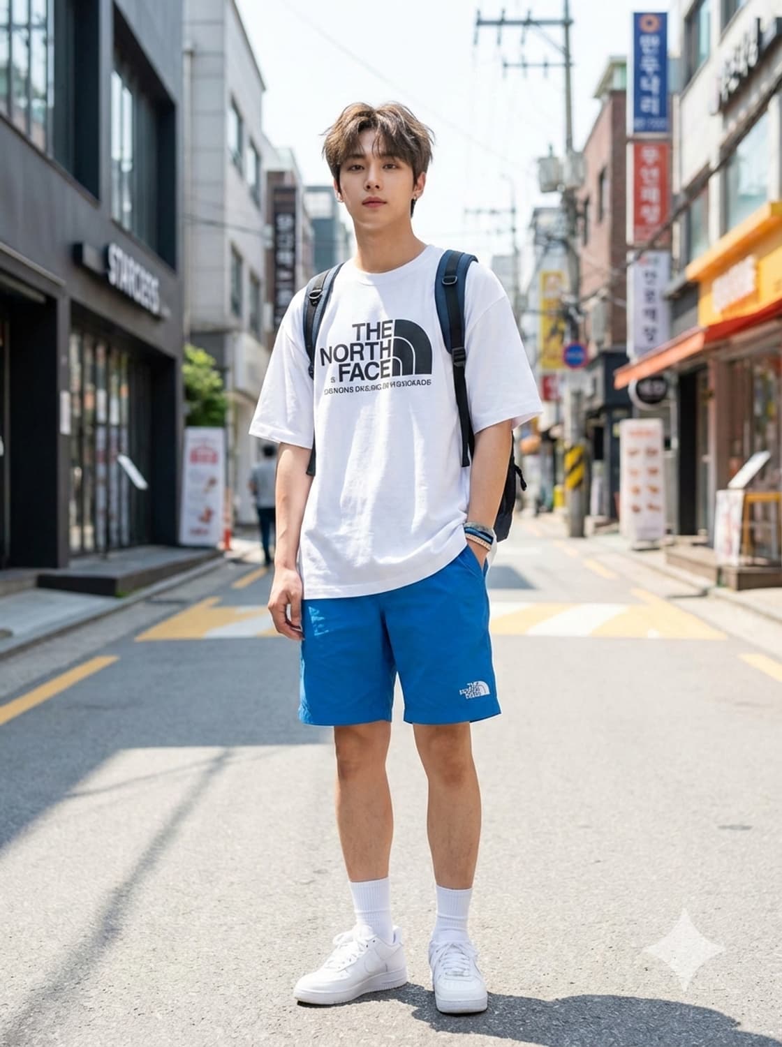 노스페이스 나일론 반바지 숏팬츠 블루 상품이미지1