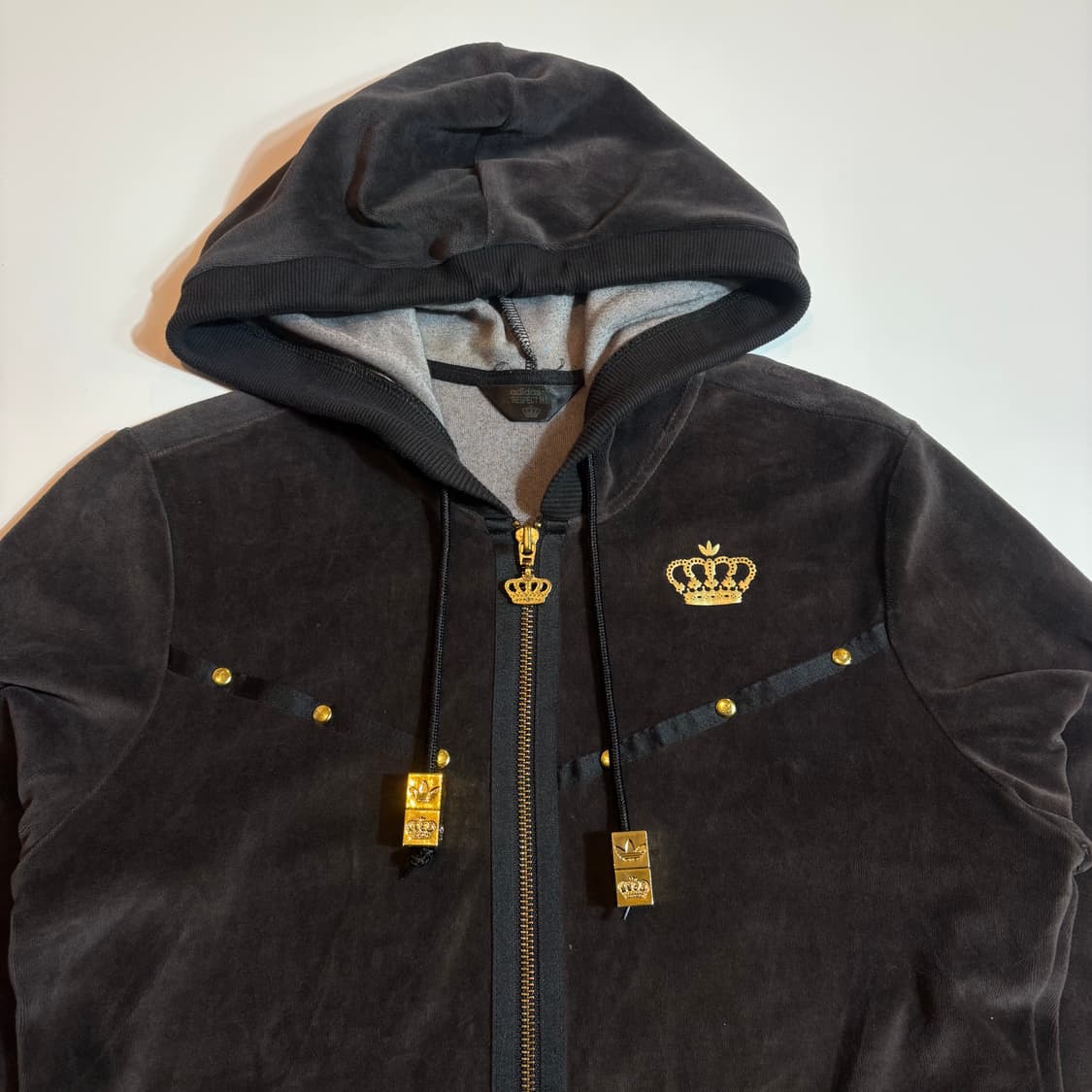 아디다스 벨벳 크라운 로고 집업 후드 자켓 상품이미지5