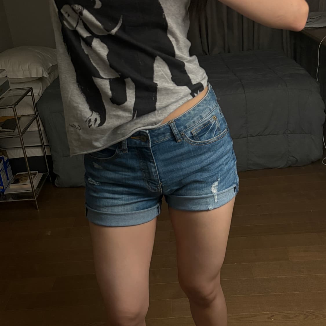 데님 기본 숏핫팬츠 중청 상품이미지3