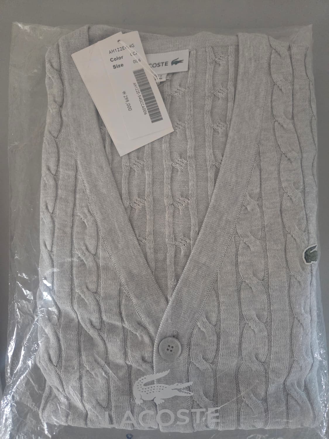 [새상품] 라코스테 케이블 V넥 가디건 그레이 상품이미지3
