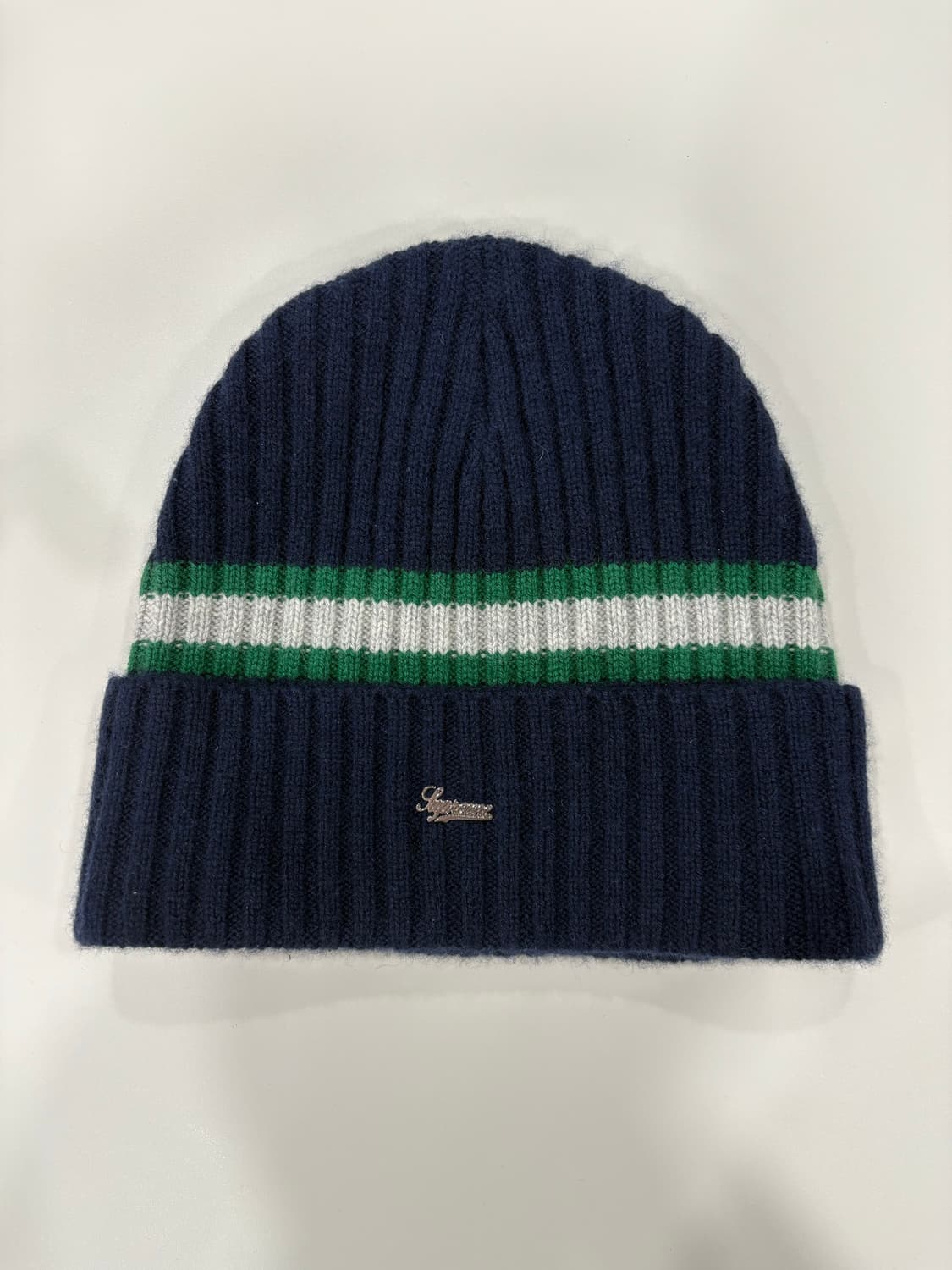 슈프림 캐시미어 스트라이프 비니 네이비 23fw 상품이미지1