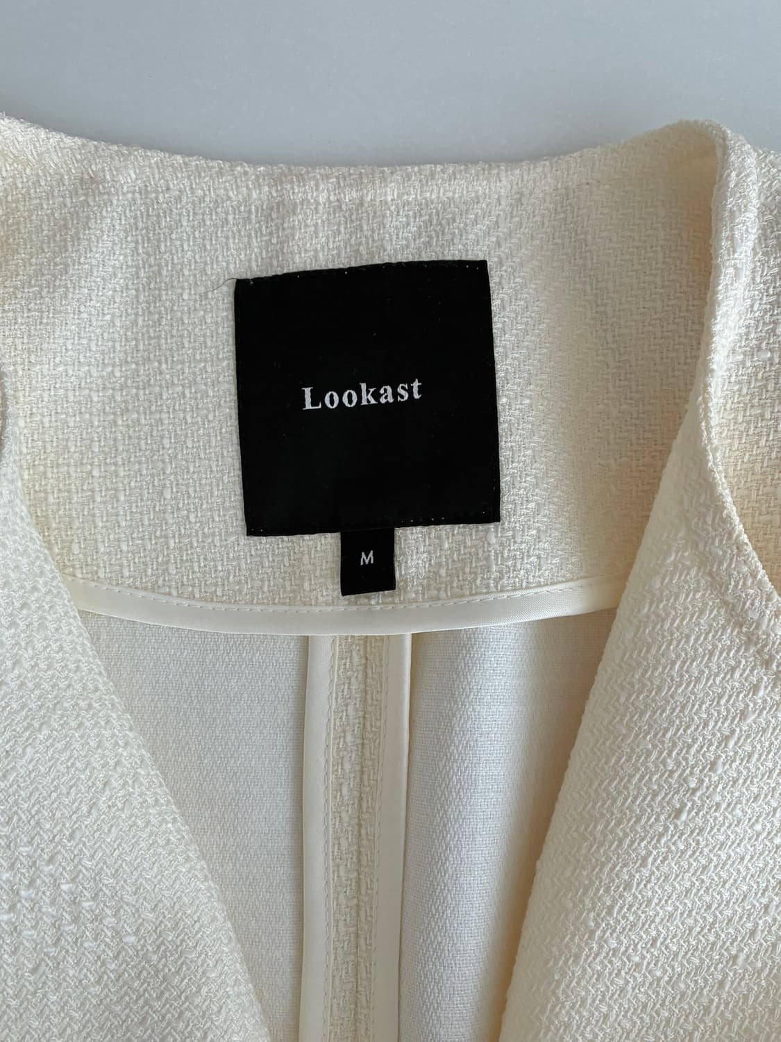 M) 룩캐스트 다나 반팔 트위드 자켓 아이보리 상품이미지5