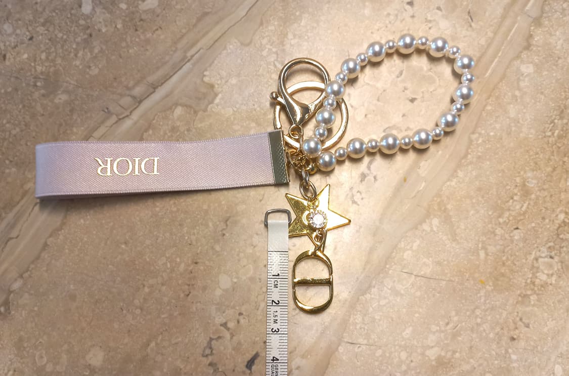 디올 Dior 핑크리본 펄 키링 / 참 (새제품) 상품이미지9