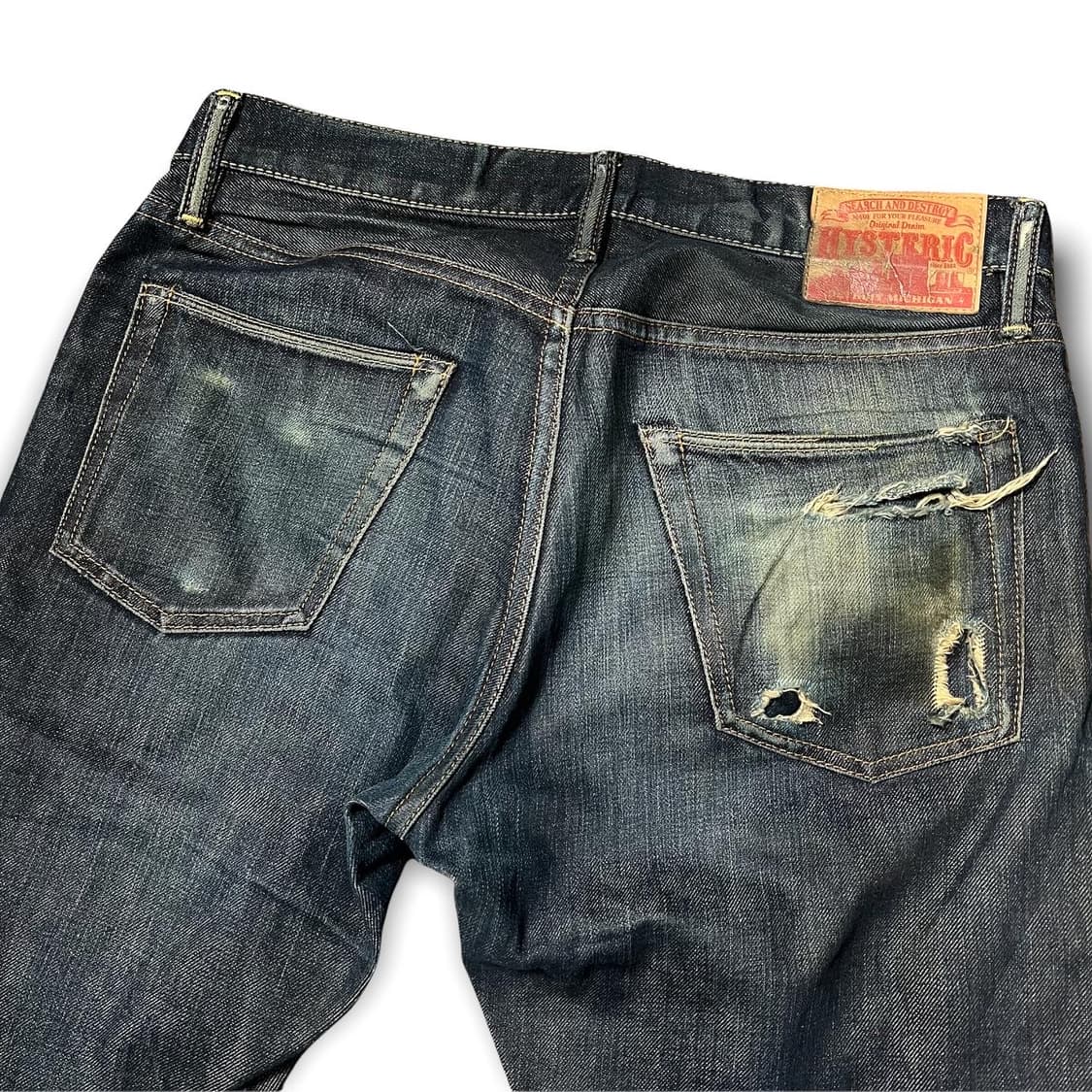 히스테릭 글래머 오일 워시드 데미지 셀비지 진 상품이미지6