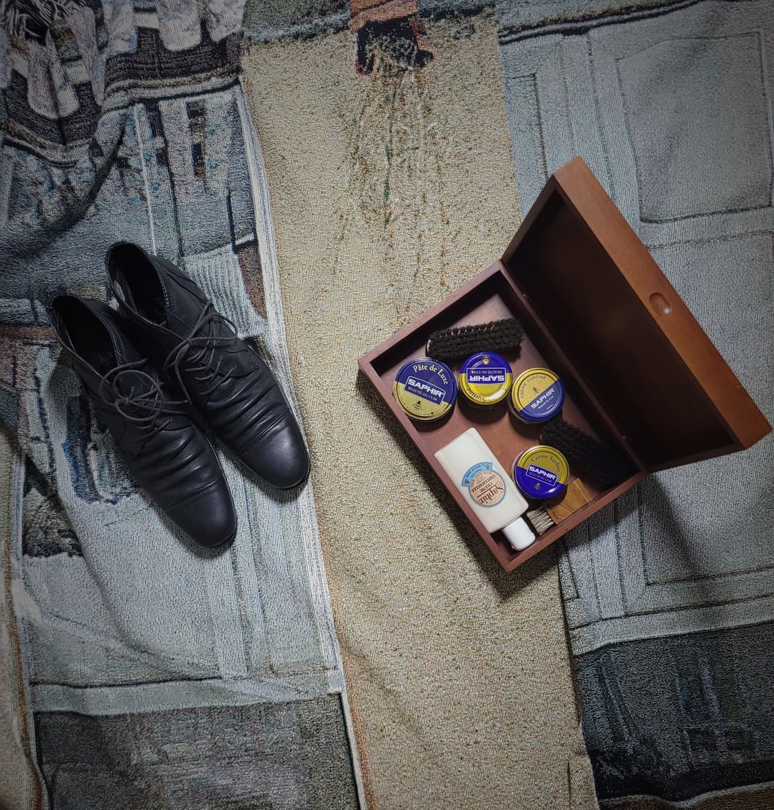 훕데두 레이스 스루 주름가공 레더 부츠 상품이미지8