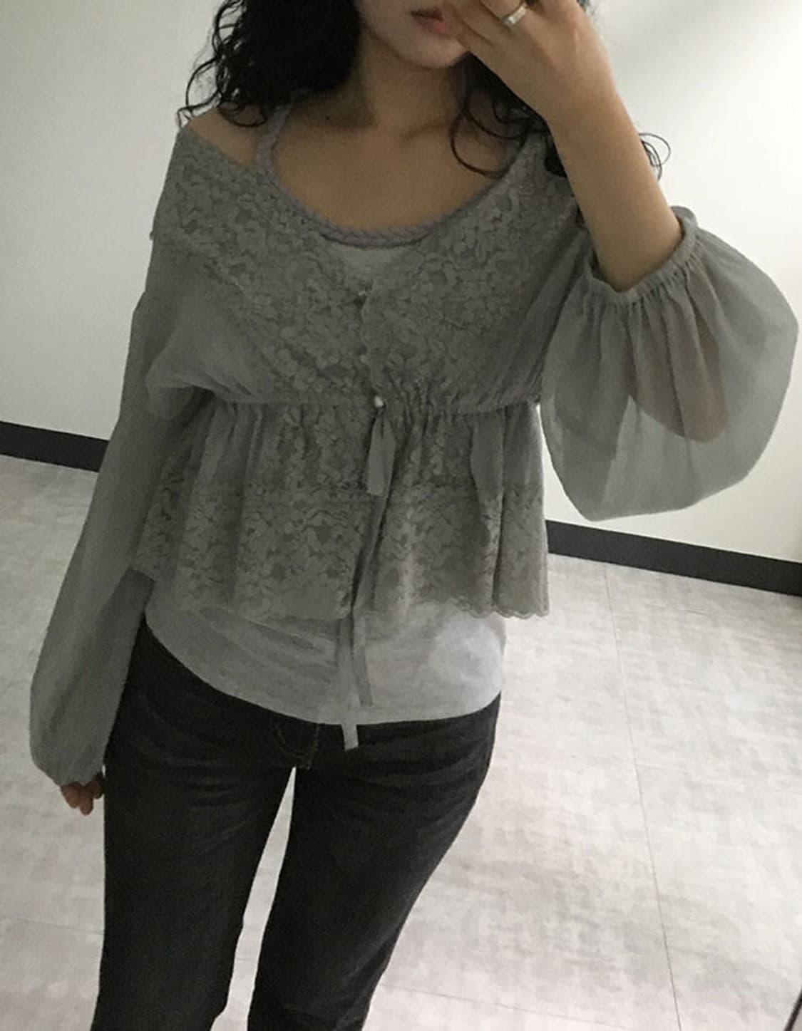lace chiffon blouse 상품이미지4