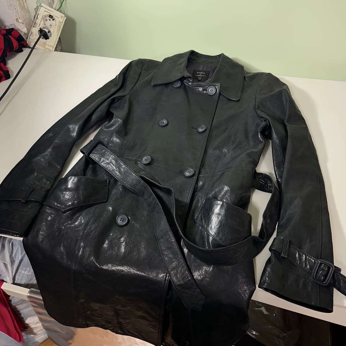 우먼S 44 ROBO X VASSILLY 먹색 양가죽 로브코트 상품이미지1