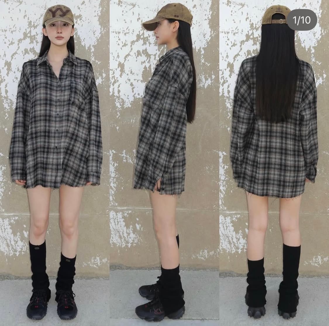 유프로젝트 yue 빈티지 체크셔츠 브라운 상품이미지1