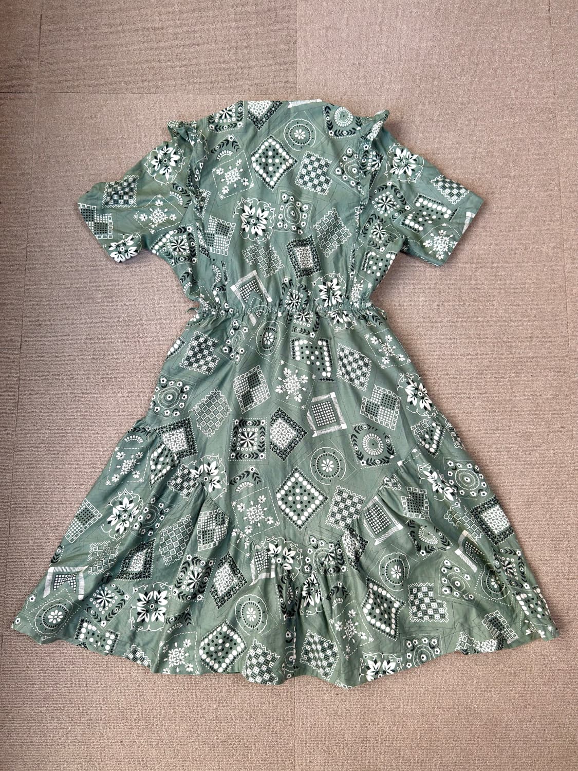 모던빈티지풍 그린 패턴 롱 원피스 상품이미지8