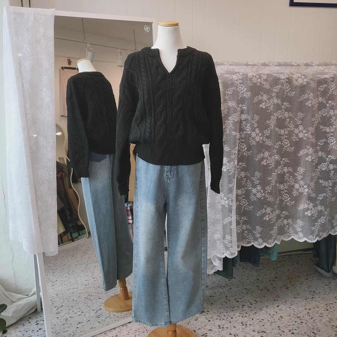 United arrows 블랙 꽈배기 니트 상품이미지1