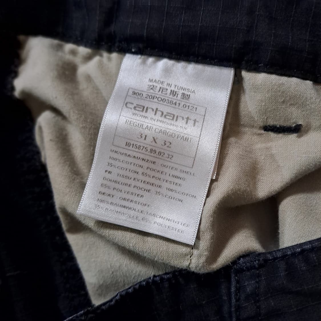 (택포) 칼하트 WIP 블랙 레귤러 카고 팬츠 31X32 B726 상품이미지8