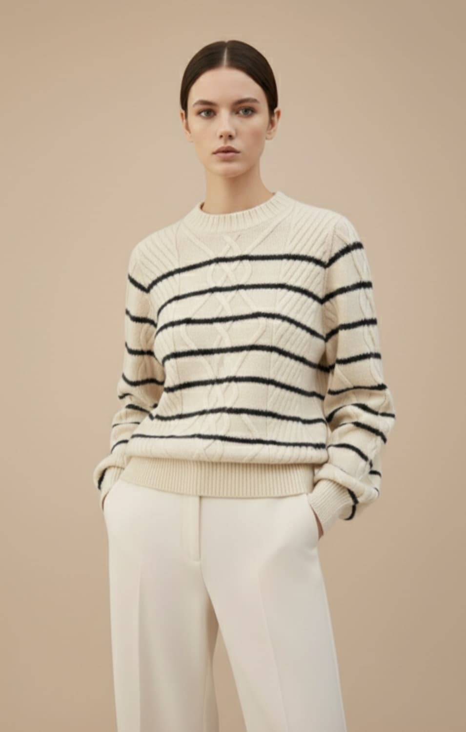 아이잗컬렉션 스트라이프 풀오버니트 55~66사이즈 상품이미지1