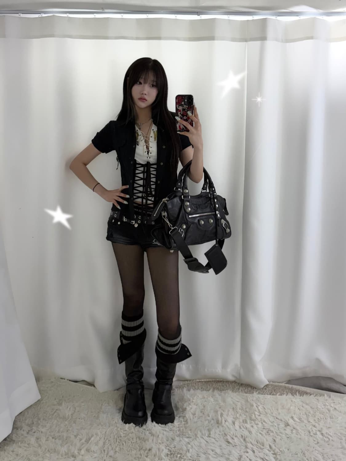 <예약중> 데일리펑크와투케 락시크 코르셋 아일렛 딱붙 코디세트 상품이미지1