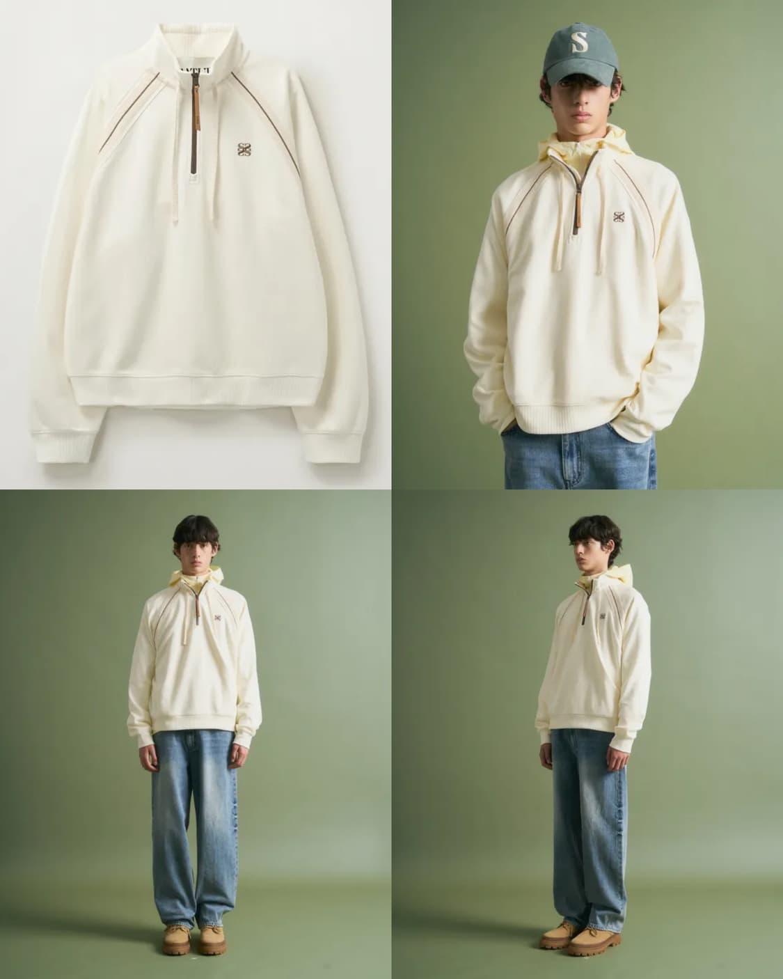 세터 로턴 하프집업 스웨트셔츠 맨투맨 크림 XL 상품이미지2