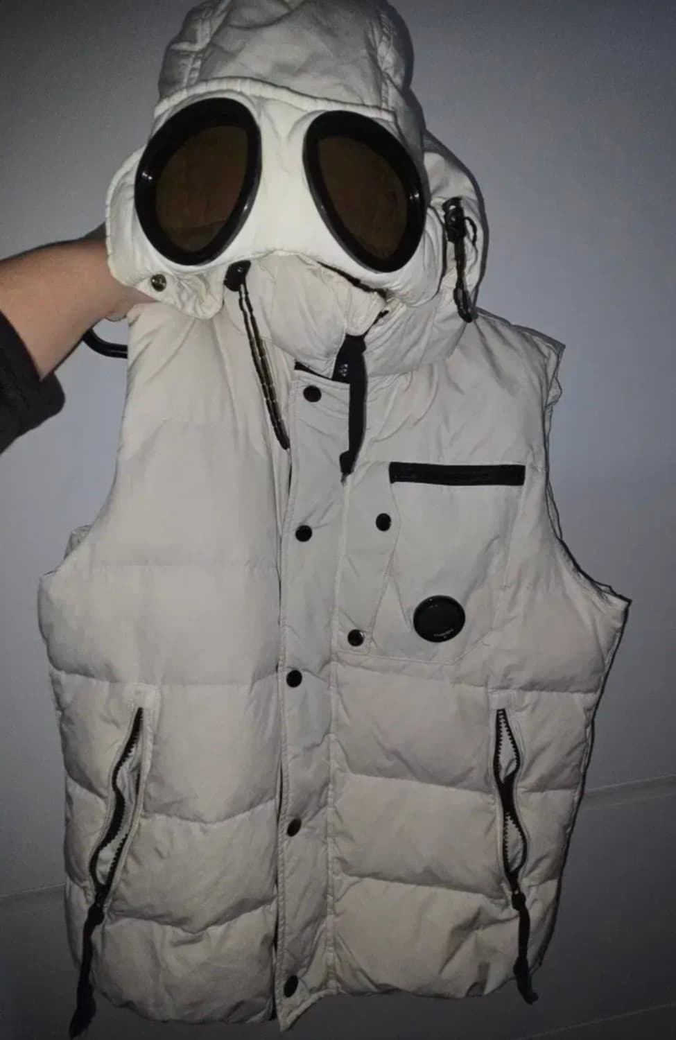 C.P.컴퍼니 고글 후드 패딩 조끼 구형 아이보리 상품이미지1