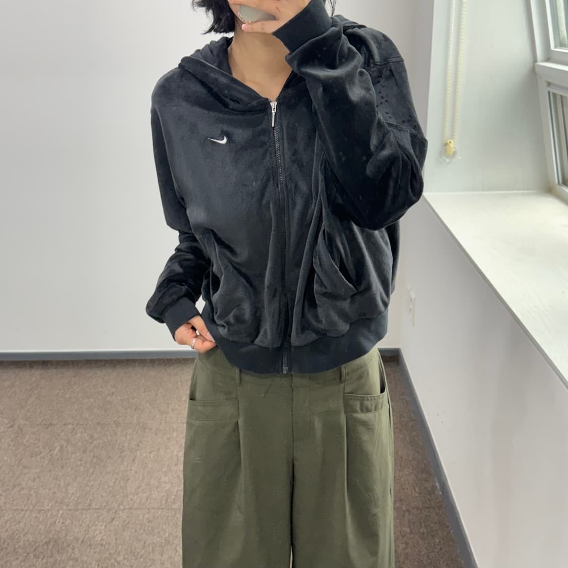 Nike 나이키 블랙 벨벳 후드집업  상품이미지1