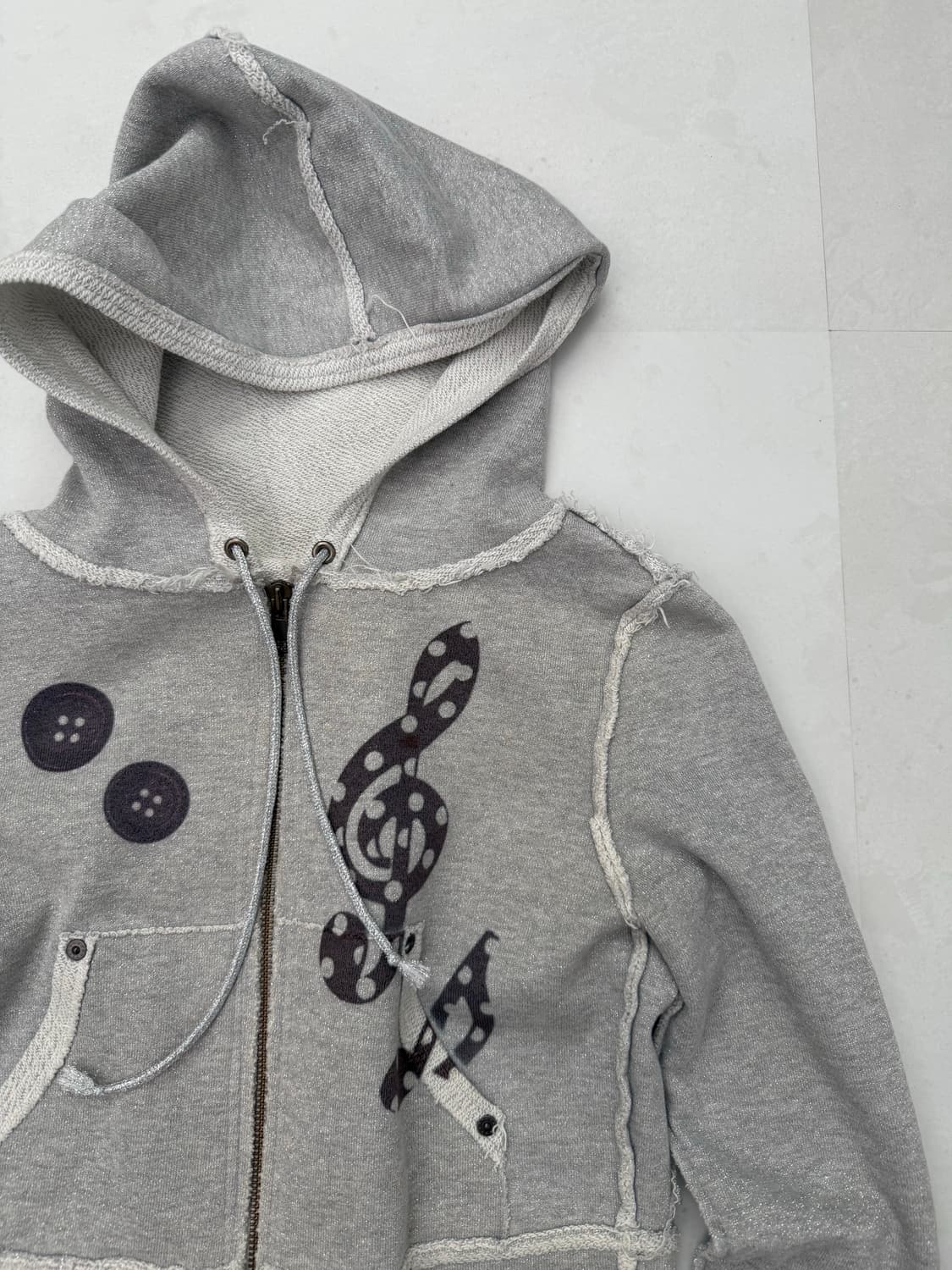 도트 음표 프린팅 슬림 후드집업  상품이미지3