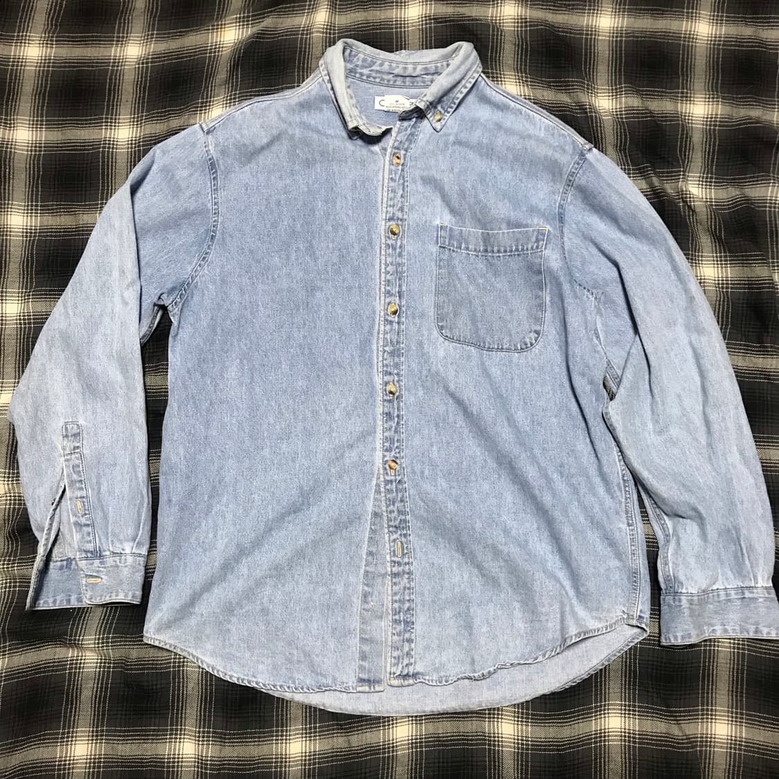 Usa 아메리칸 빈티지 헤비 연청 데님 셔츠 오버핏 상품이미지1