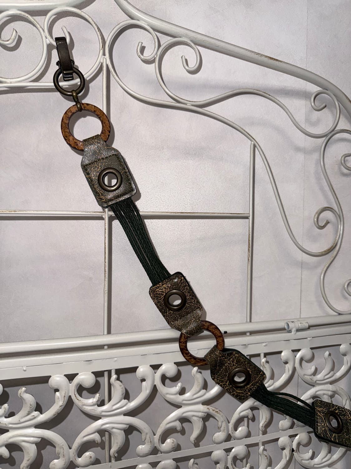 Khaki brown wood strap chain belt 상품이미지2