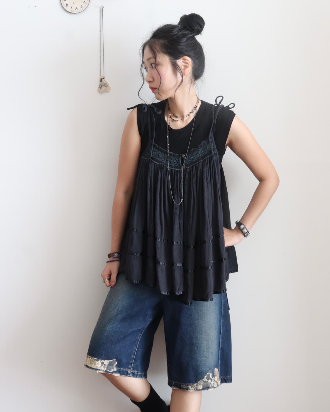 [Beams Boy] Satin Tape Gather Camisole 상품이미지8
