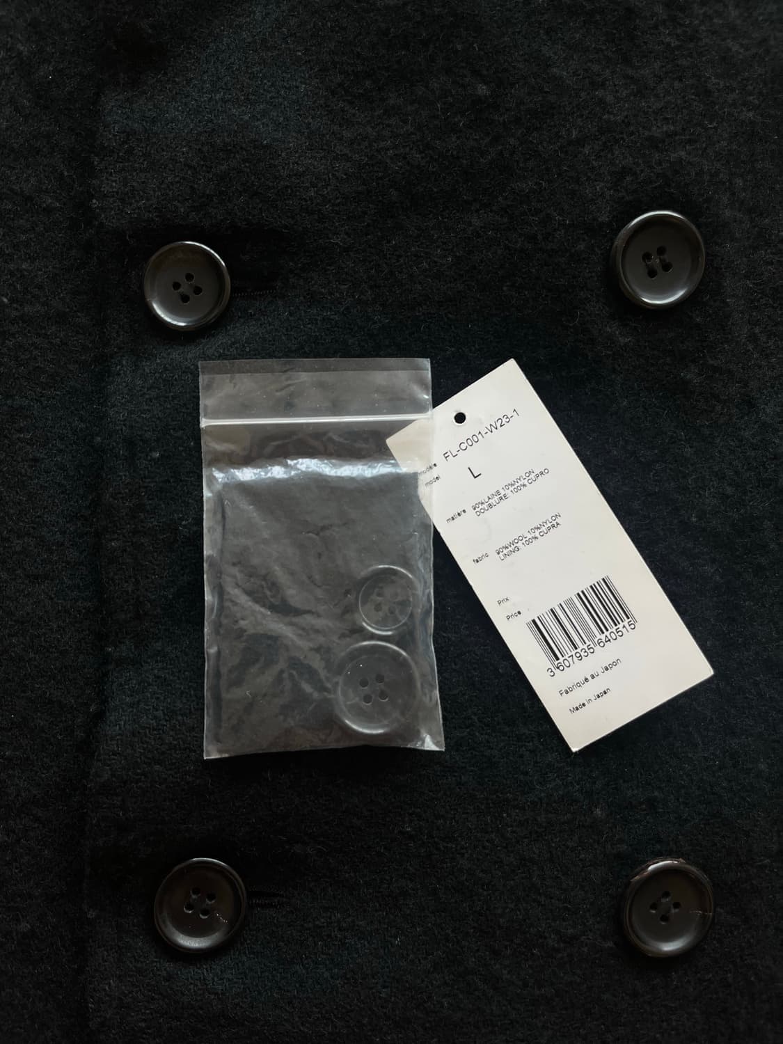 [L] 꼼데가르송셔츠 축융 울 피코트 블랙 상품이미지6