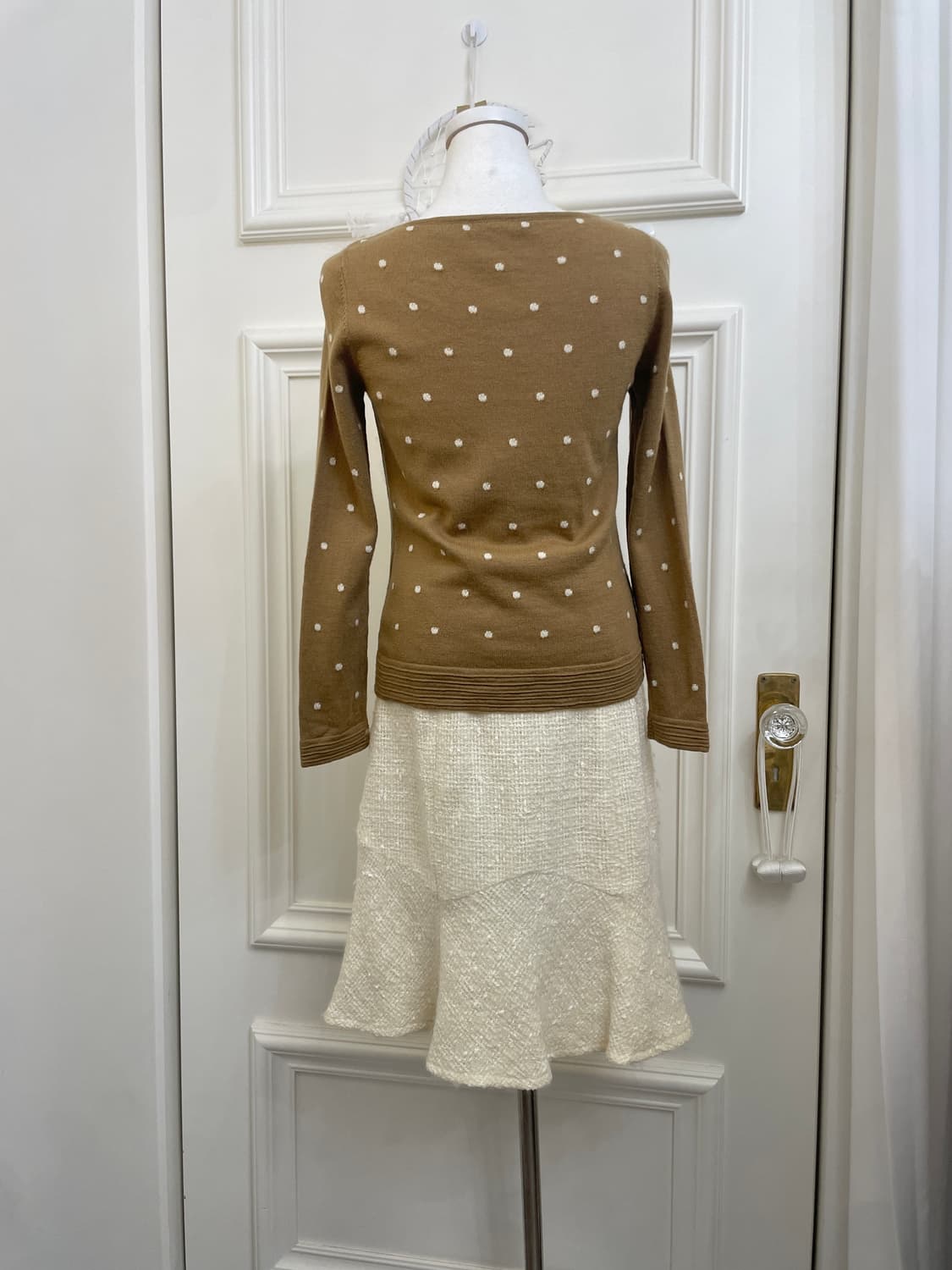 cream silver matt banding long skirt 상품이미지8