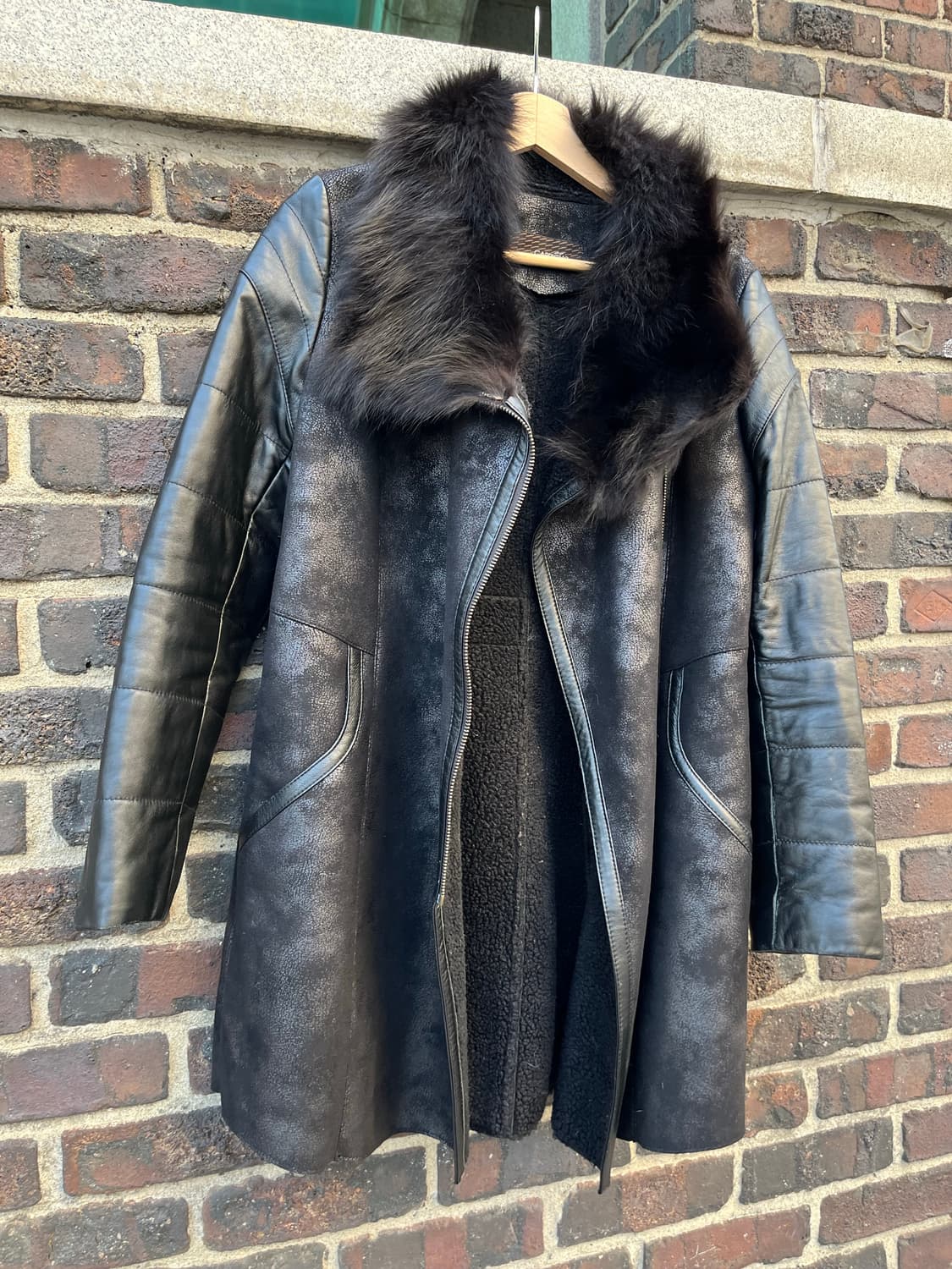 빈티지 레더 퍼 코트 상품이미지4