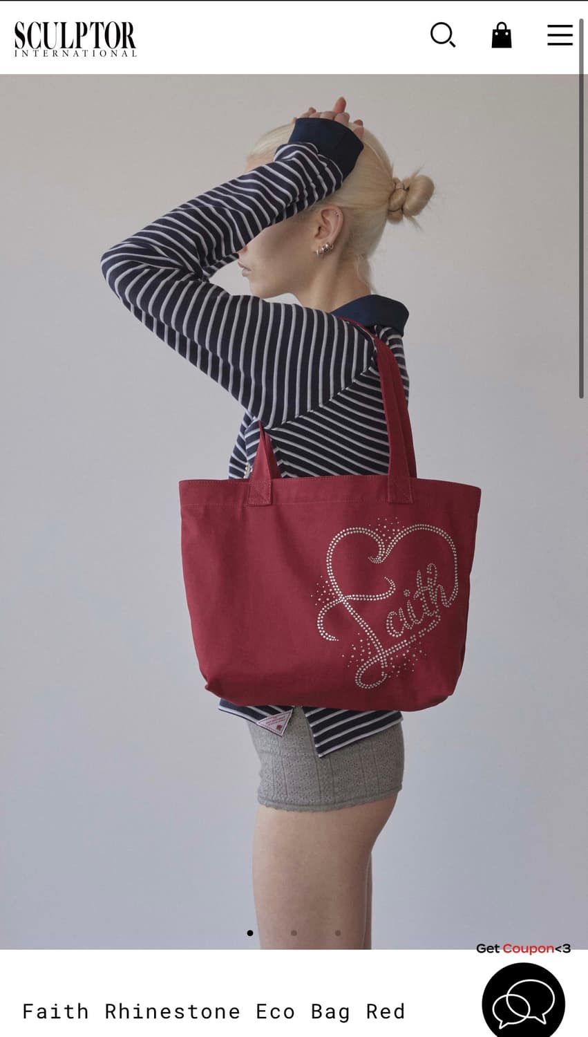 스컬프터 라인스톤 에코백 레드 상품이미지2