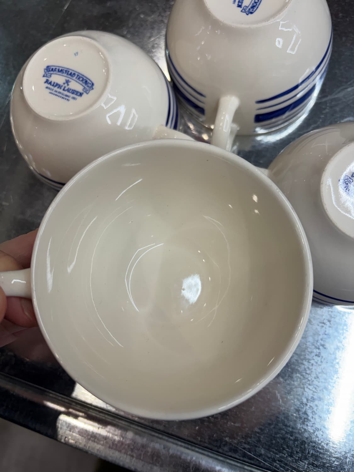 폴로 랄프로렌 영국제 스트라이프 머그컵 1991 상품이미지5