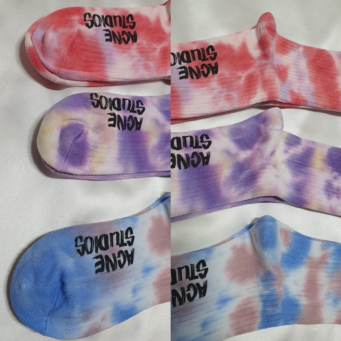 아크네 레드 퍼플 블루 물나염 타이다이 롱 삭스 무릎양말 긴양말 상품이미지3