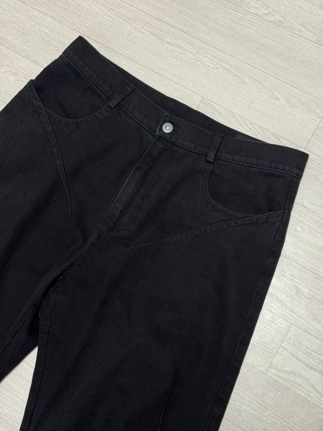 일류 Misaligned denim pants (Black) 1 상품이미지3
