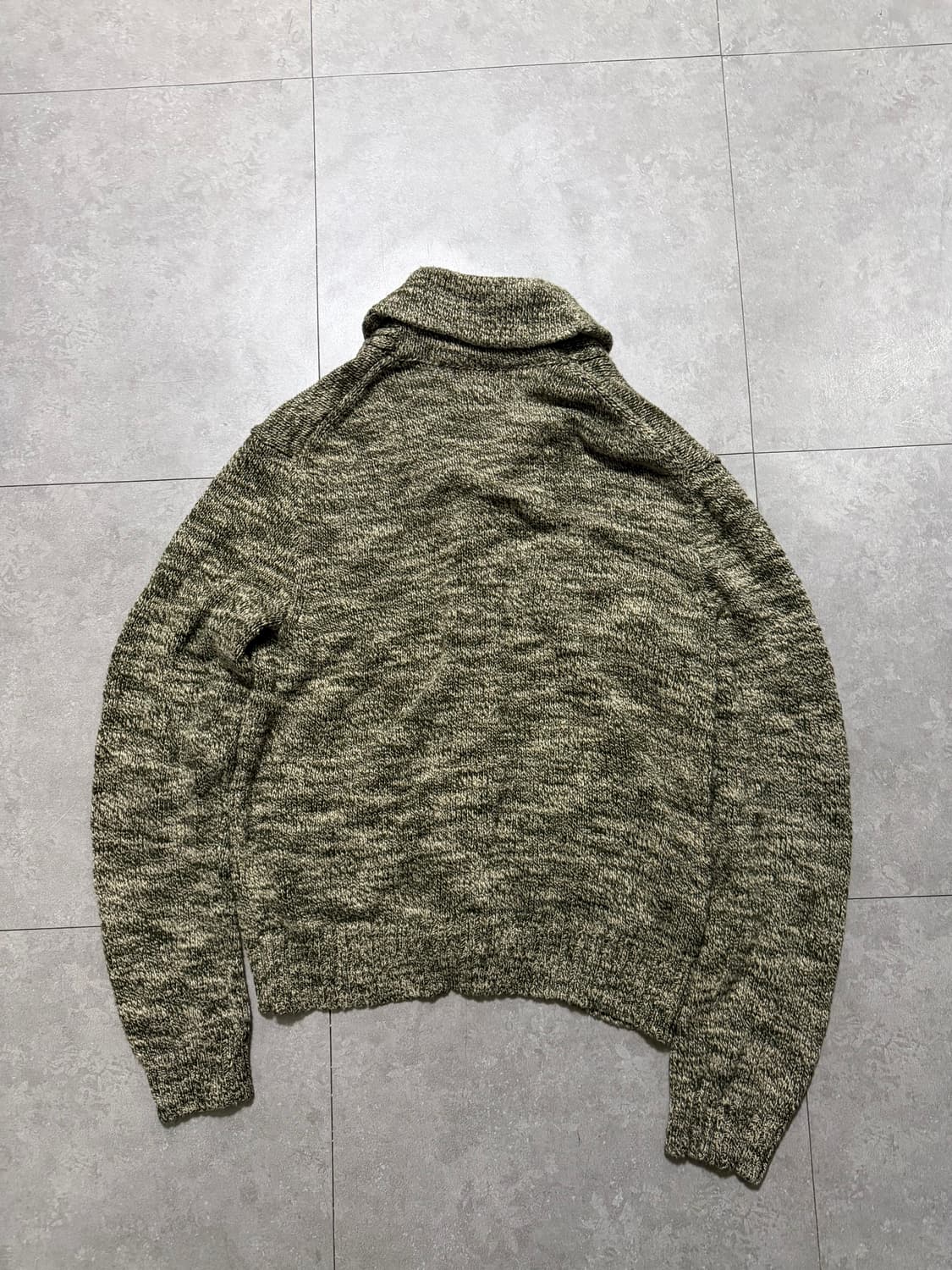 랄프로렌폴로  카키컬러 도톰 코튼 케이블 숄카라 니트가디건 95size  상품이미지2