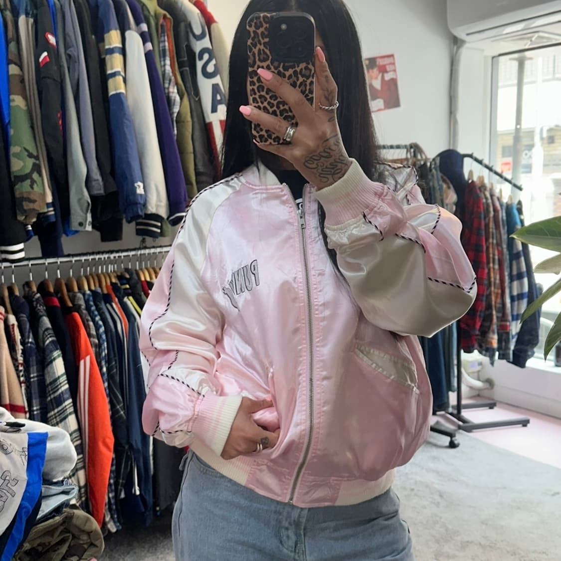 JPN 프뉴즈 핑크 타이거 자수 스카잔~L 상품이미지2