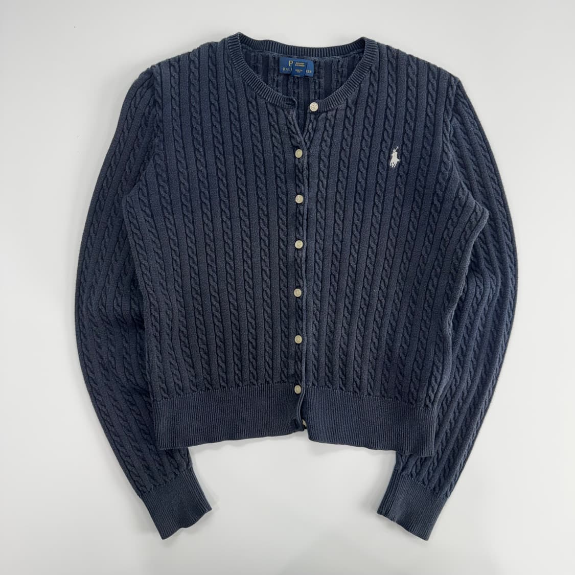 Polo 폴로 화이트 포니 네이비 케이블 니트 가디건 상품이미지3