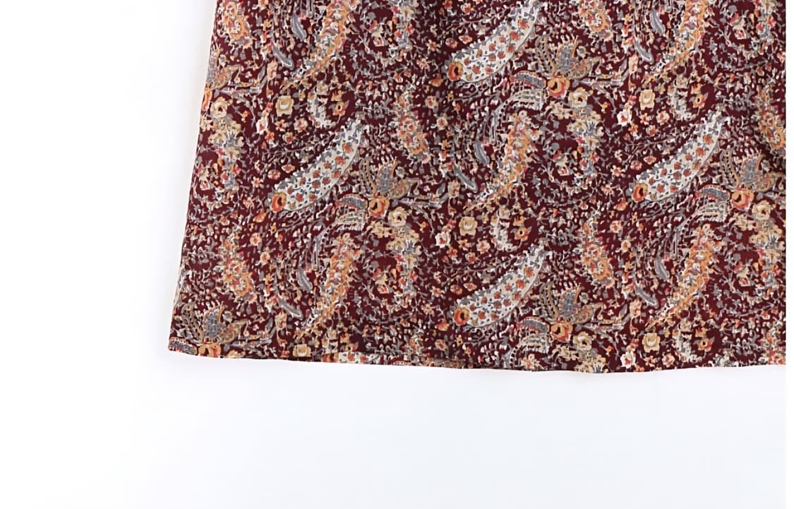 Dusty Burgundy Paisley Flare Skirt 상품이미지4