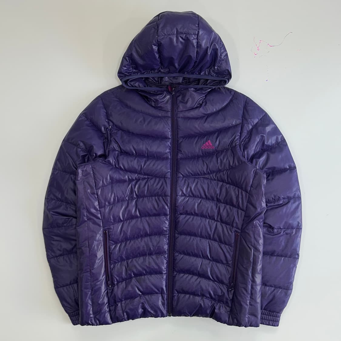 Adidas 아디다스 핑크 삼각로고 퍼플 경량패딩 상품이미지3