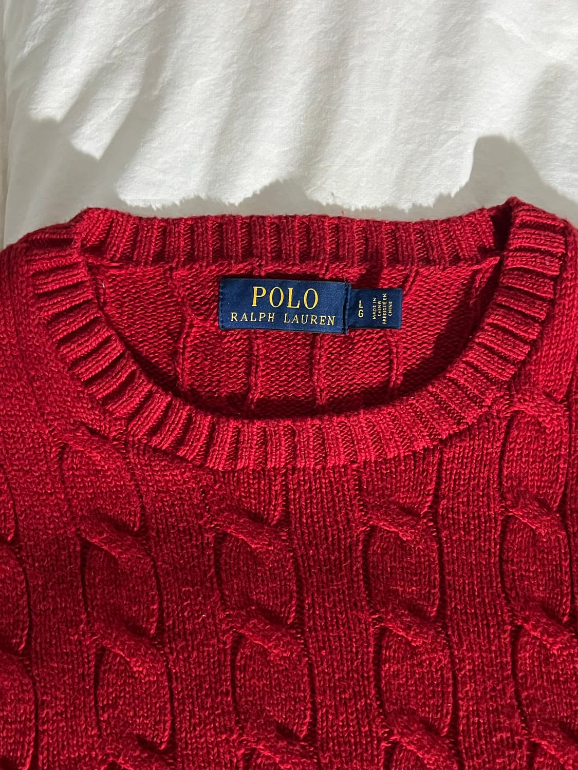 폴로랄프로렌 꽈배기니트 레드 사이즈L 상품이미지4