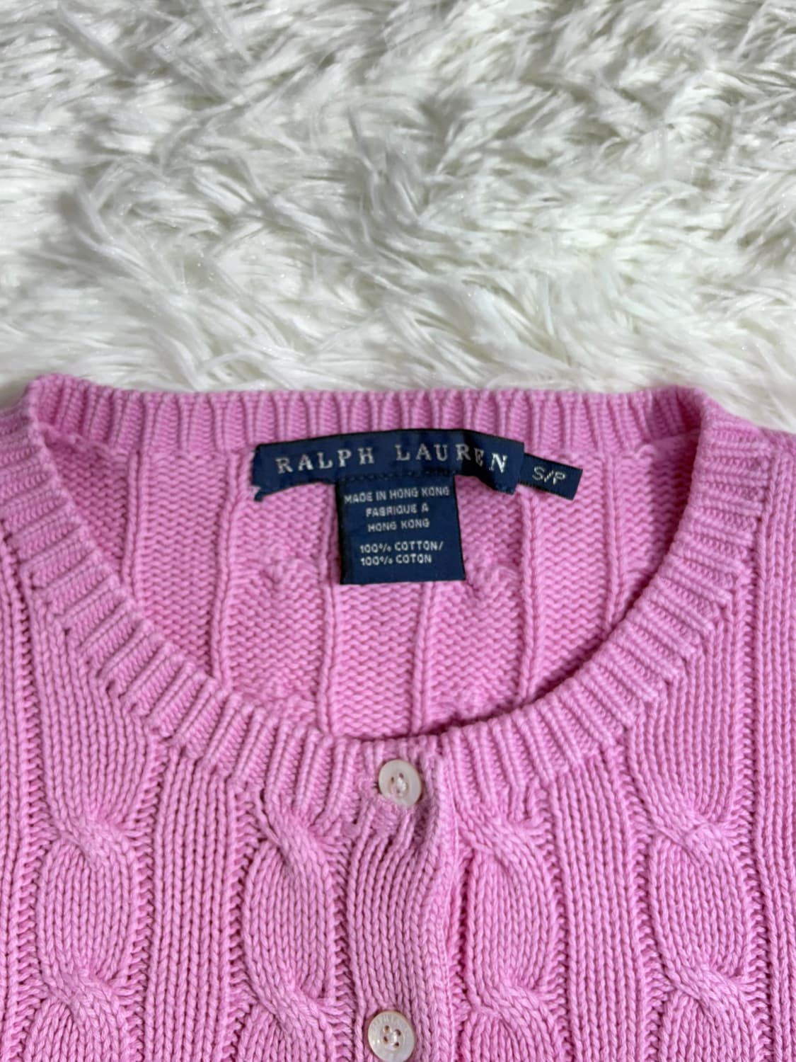 폴로 랄프로렌 핑크 포니 꽈배기 가디건  상품이미지6
