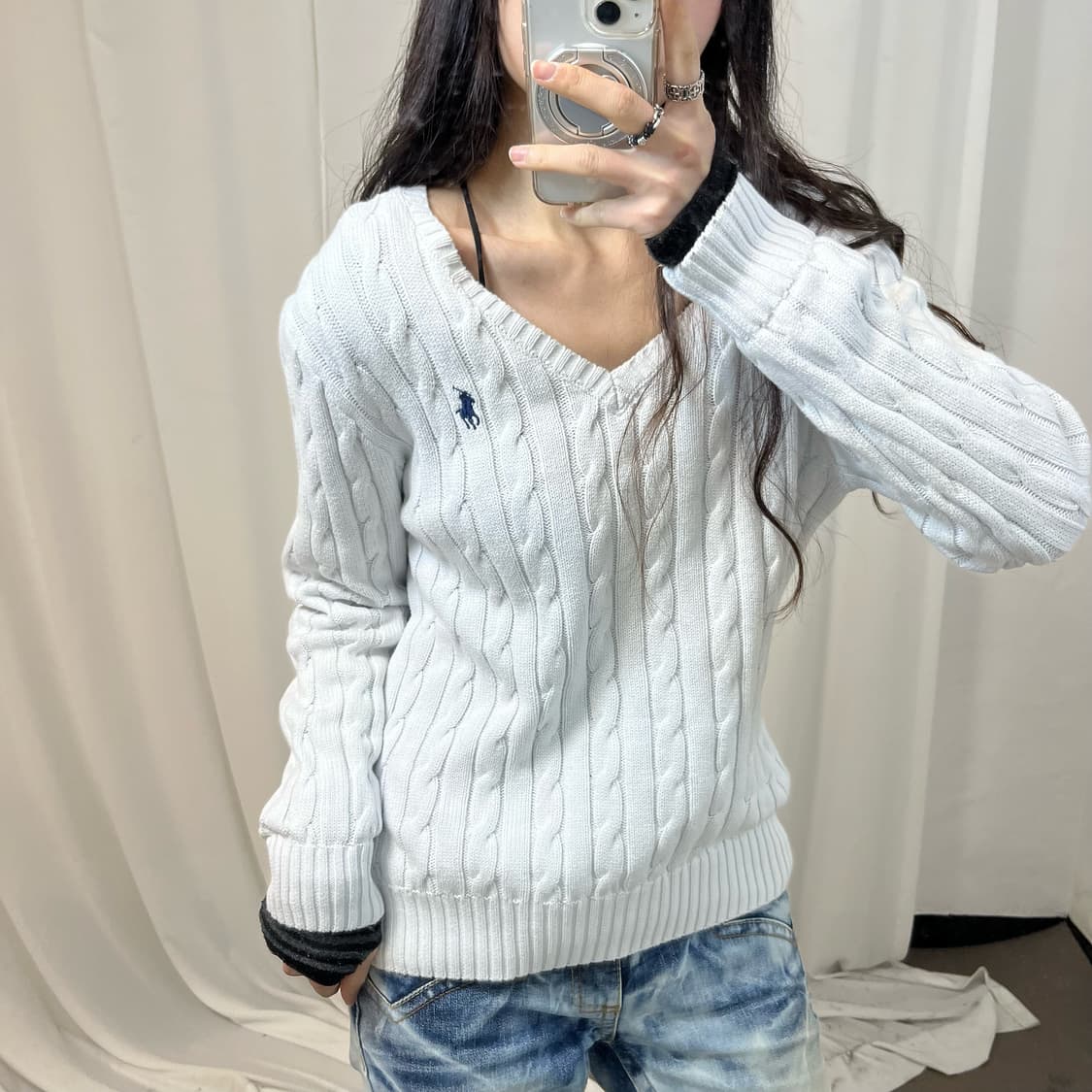 Polo White Cable Knit 상품이미지3