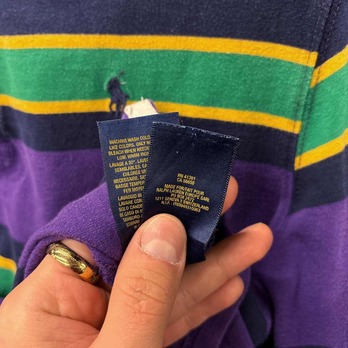 신형라벨 폴로 랄프로렌 멀티컬러 스트라이프 저지 럭비셔츠 퍼플 N913 상품이미지8