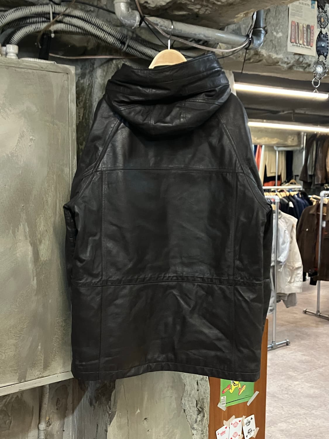 데니어 후드 가죽 데님 자켓 블랙브라운  상품이미지2